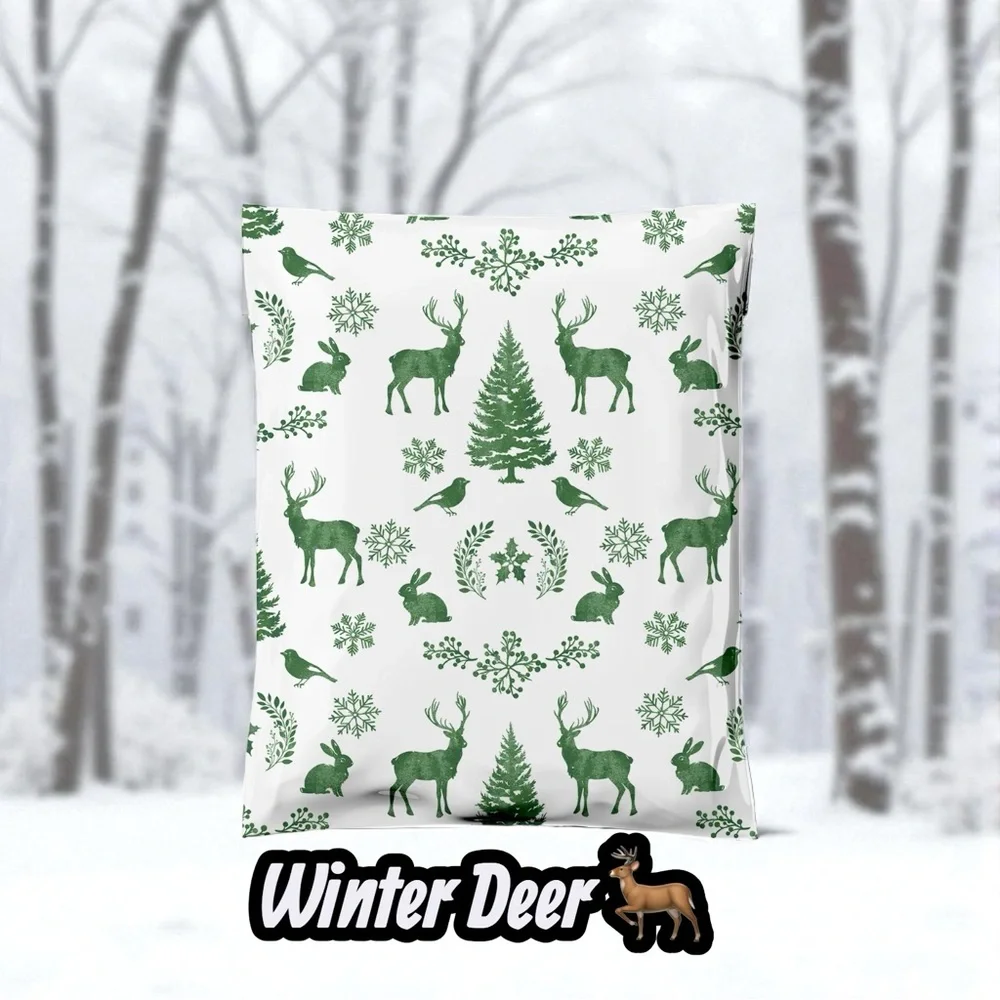 Winter Deer Poly Mailers 10x13 Pack of 25